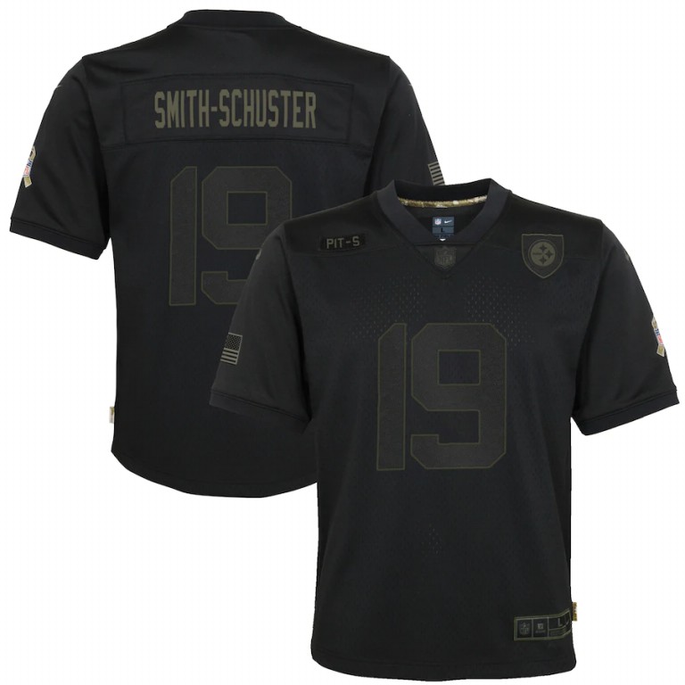 NFL Pittsburgh Steelers #19 JuJu Smith-Schuster Nike Youth 2020 Salute to Service Game  Black jerseys->youth nfl jersey->Youth Jersey